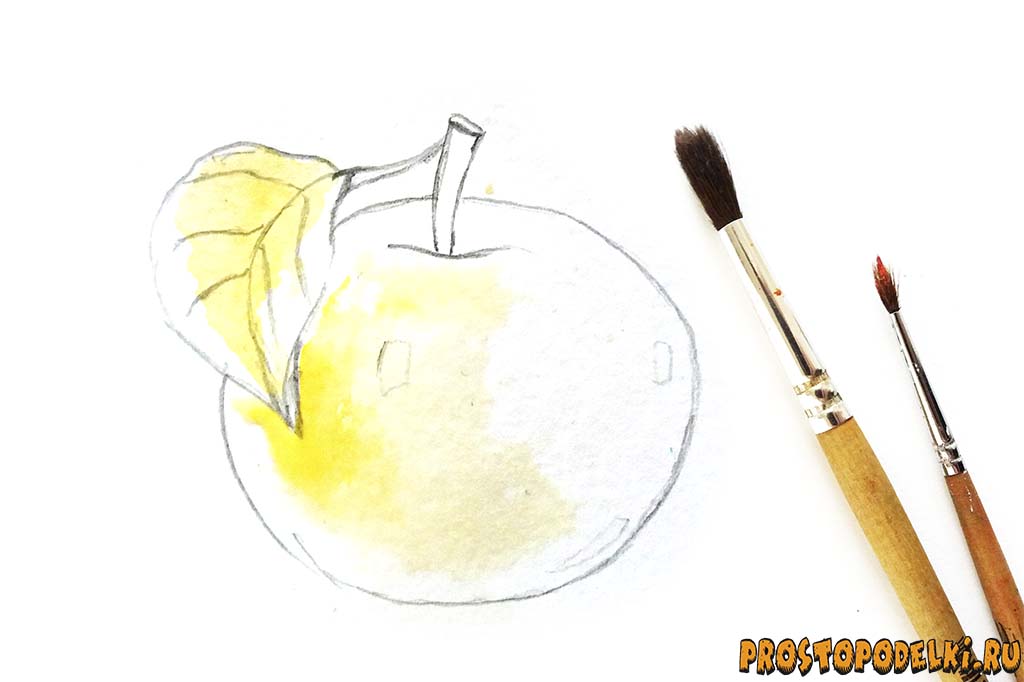 Как нарисвовать яблоко акварелью-3