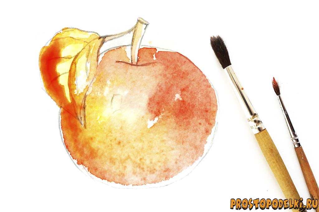 Как нарисовать яблоко акварелью-4