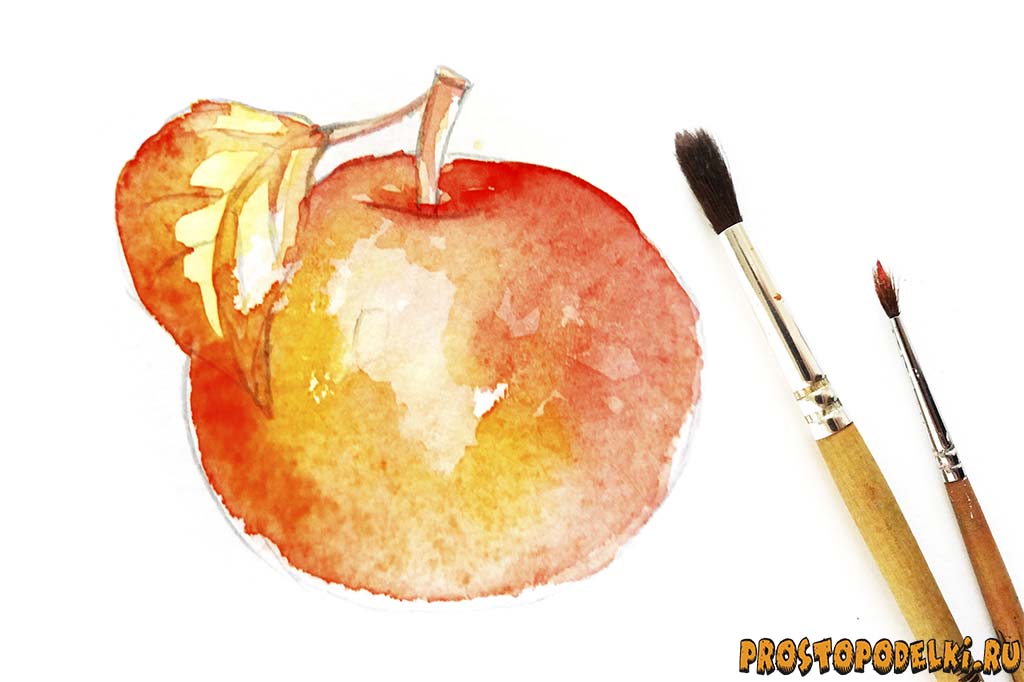 Как нарисовать яблоко акварелью-5