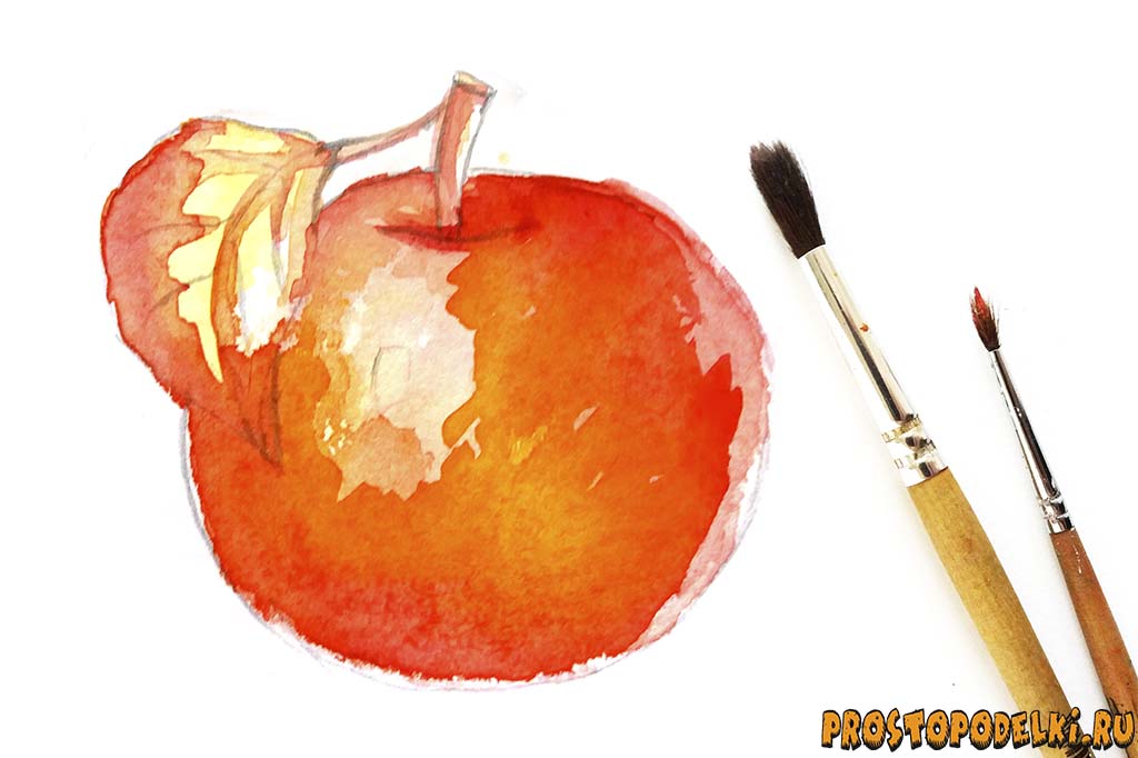 Как нарисовать яблоко акварелью-6