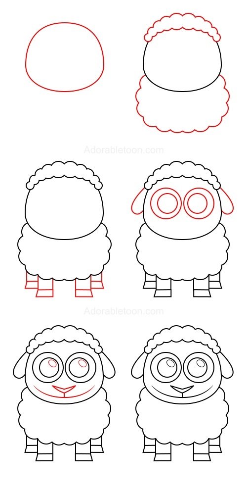 Как красиво нарисовать овечку схема 2