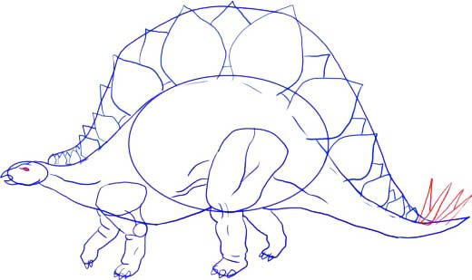 Как нарисовать динозавра Стегозавра, шаг 7