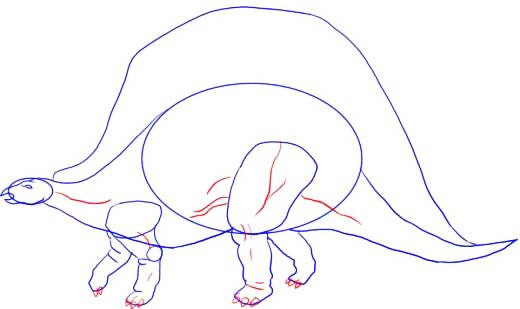 Как нарисовать динозавра Стегозавра, шаг 5