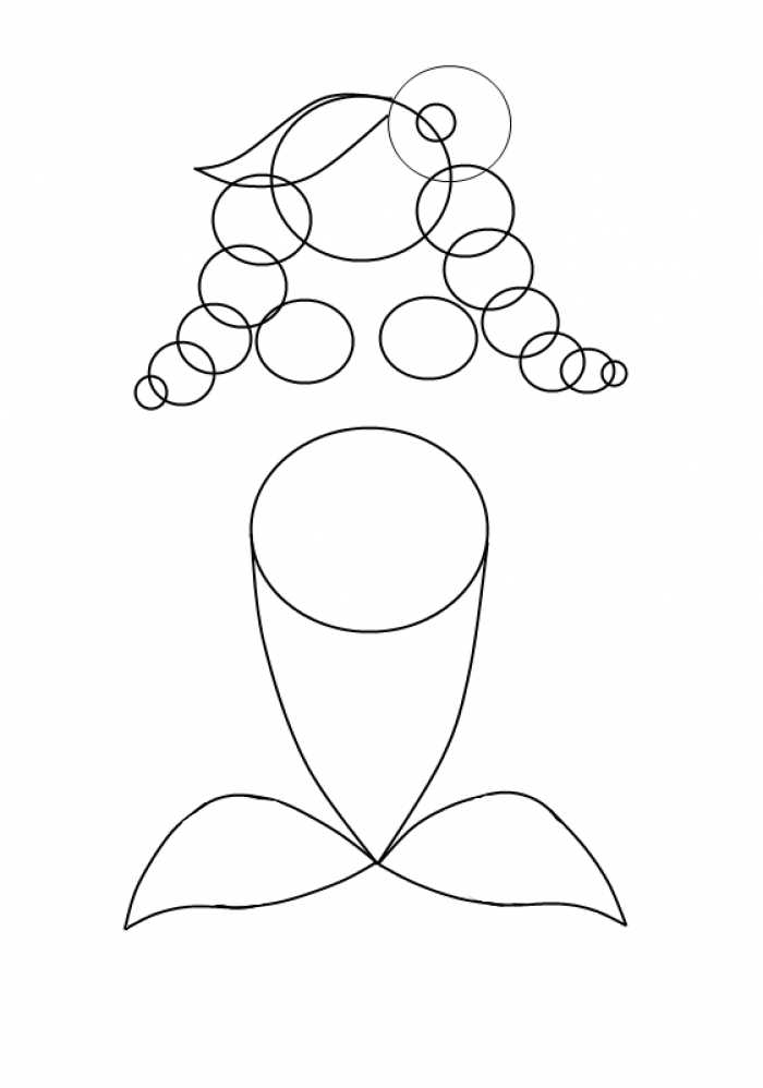 Как нарисовать смешную русалочку, схема 3, шаг 7