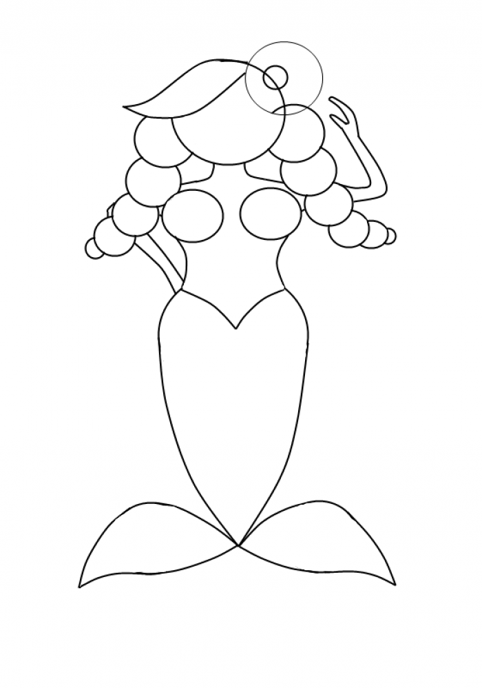 Как нарисовать смешную русалочку, схема 3, шаг 11