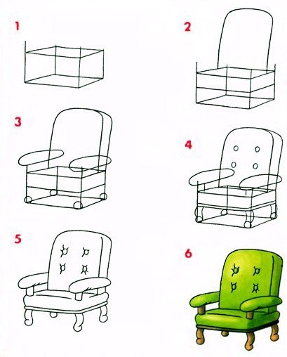 Як намалювати крісло