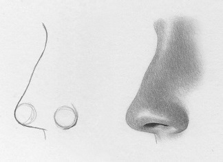 how to draw the nose front view