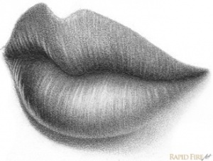 how to draw lips in the 3/4 view