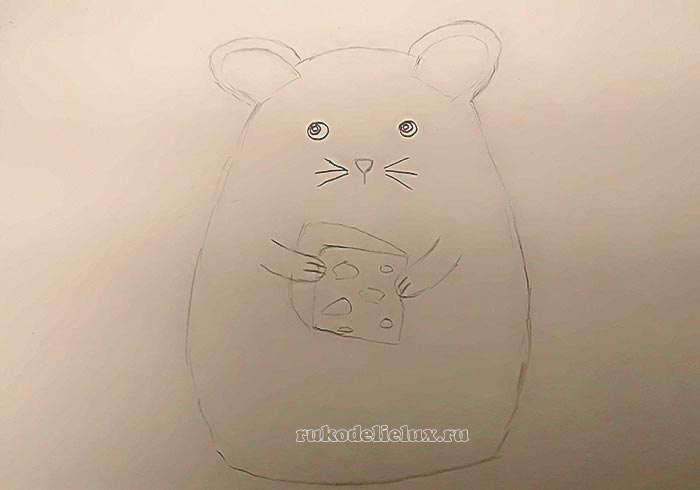 Рисование белой крысы поэтапно