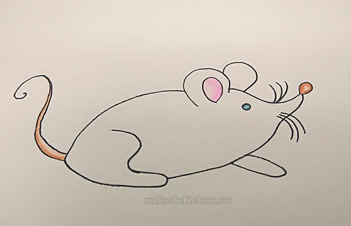Рисование белой крысы поэтапно