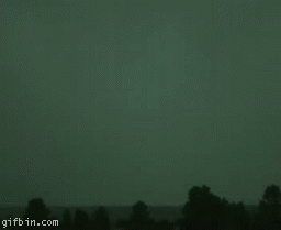 Animated image shows lightning branches spreading out very slowly toward the ground, then, once the ground is touched, a bright stroke travels up to the cloud and it flickers even more brightly a couple of times.
