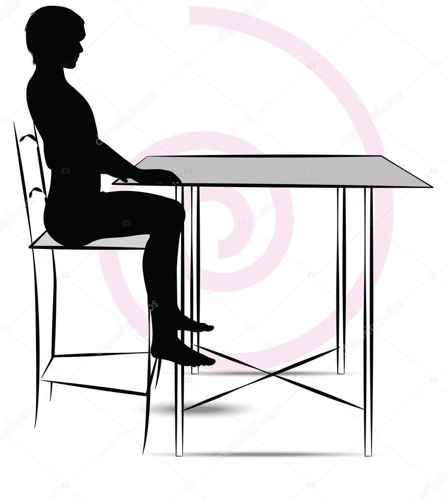 Референс человек сидит на столе