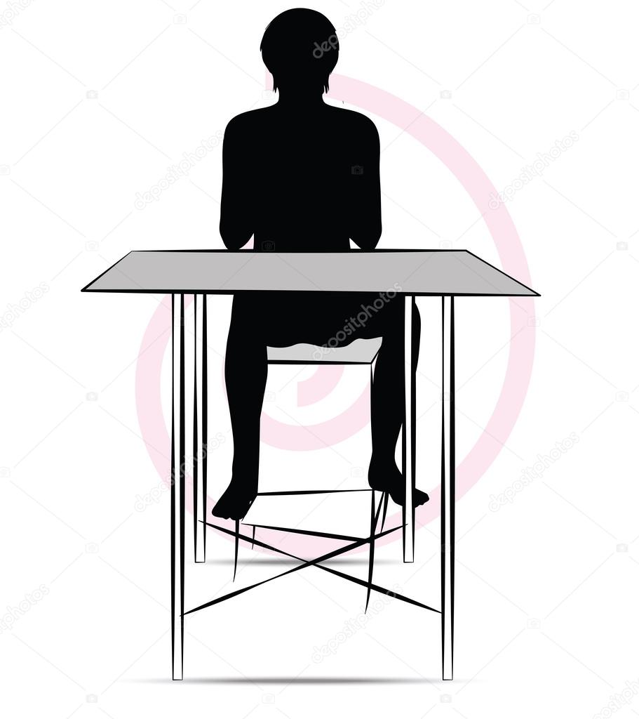Человек сидит за столом рисунок