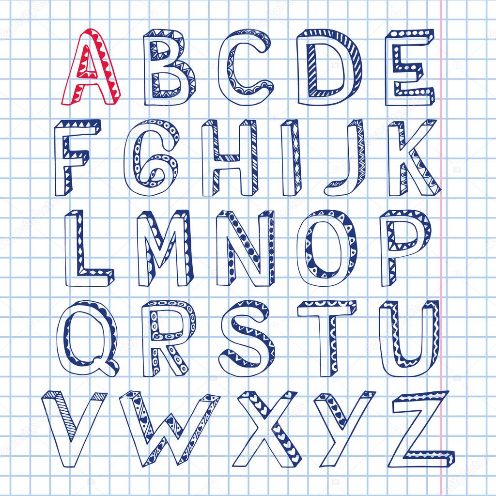 depositphotos 45390813 stock illustration sketch alphabet font notebook