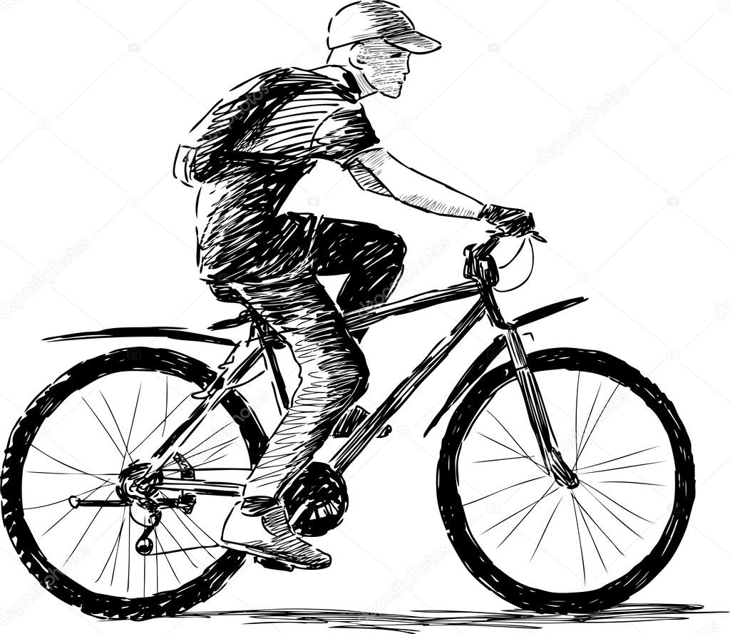 Зарисовка мальчика на велосипеде