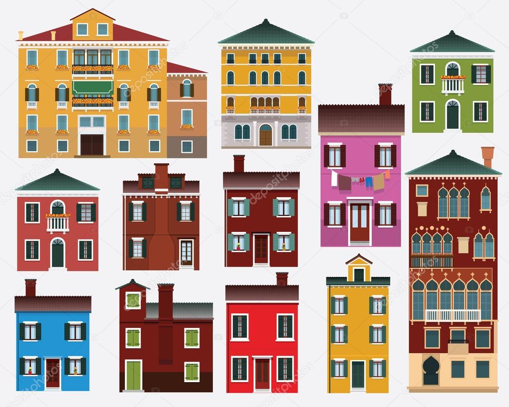 depositphotos 66064467 stock illustration european houses italy