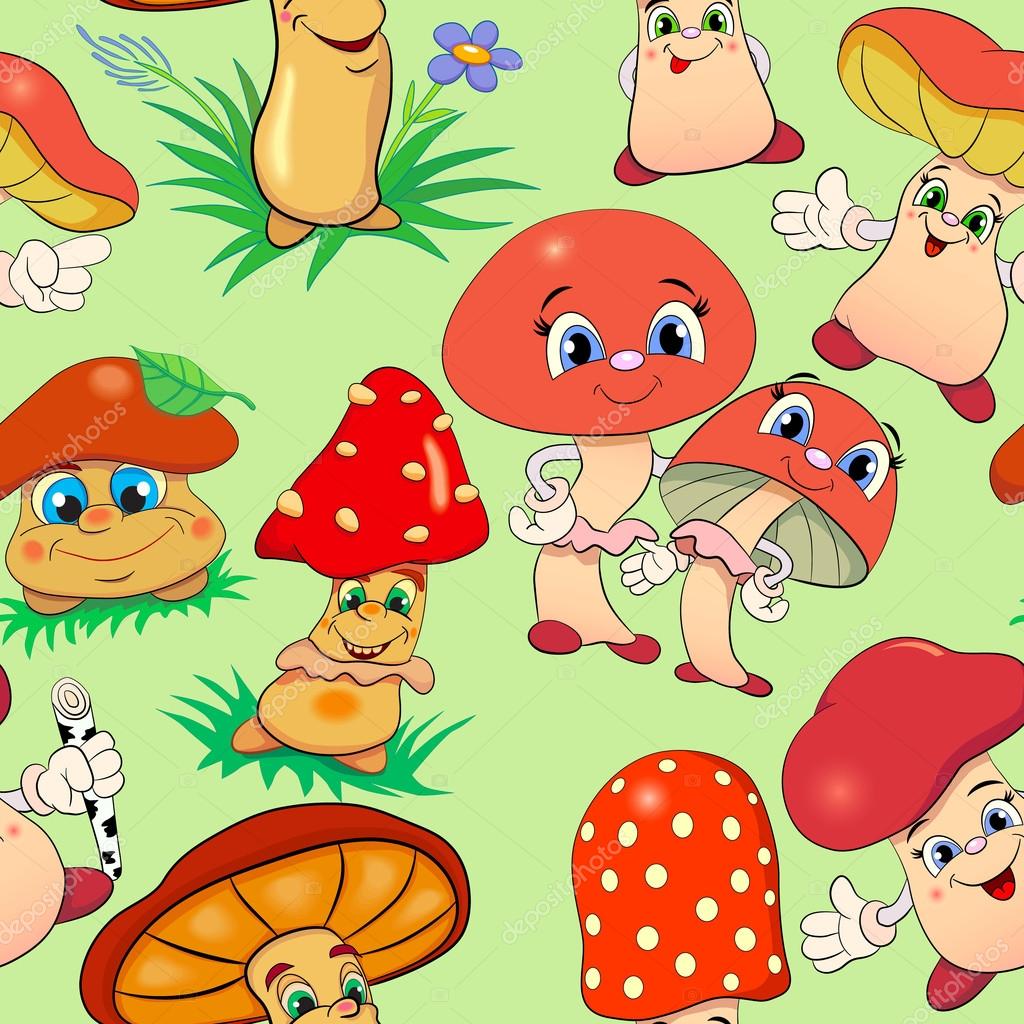 Смешные мультяшные грибы
