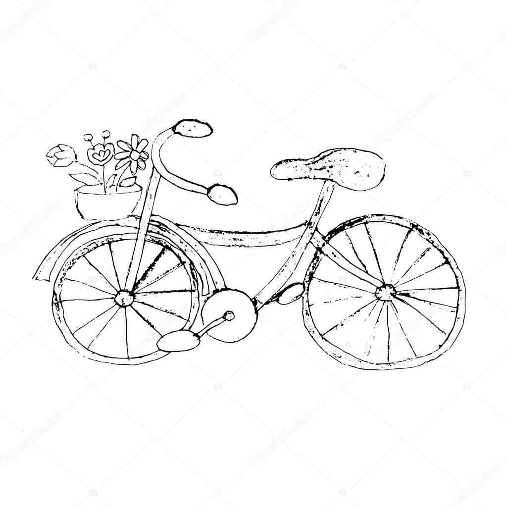 Велосипед и часы нарисованные