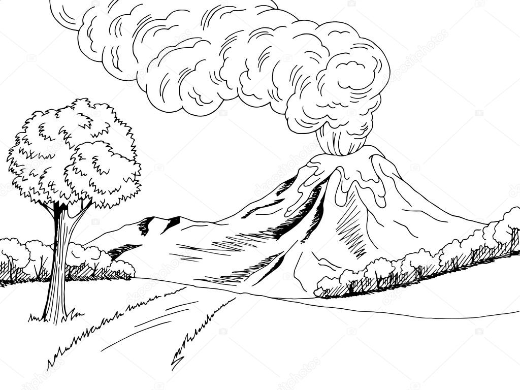 Макет вулкана нарисовать