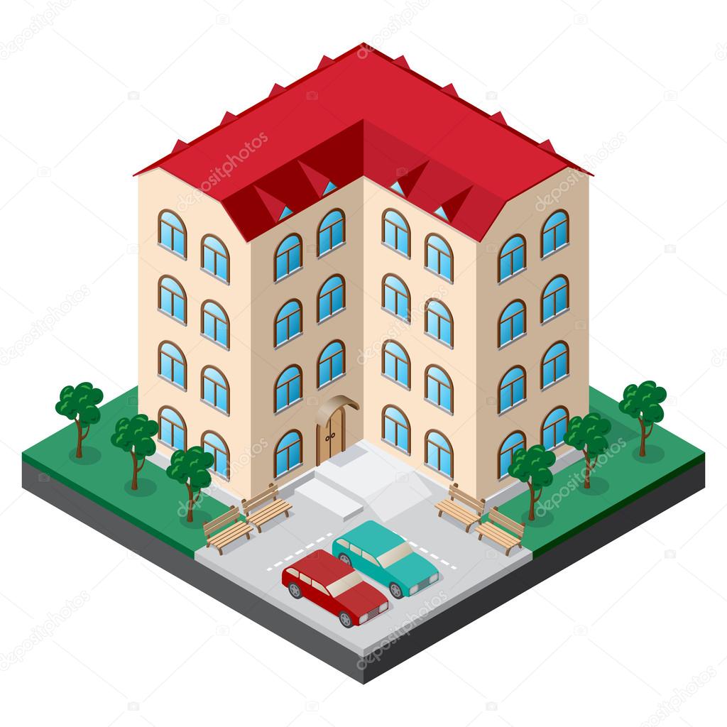 depositphotos 77897030 stock illustration isometric multistory building courtyard with