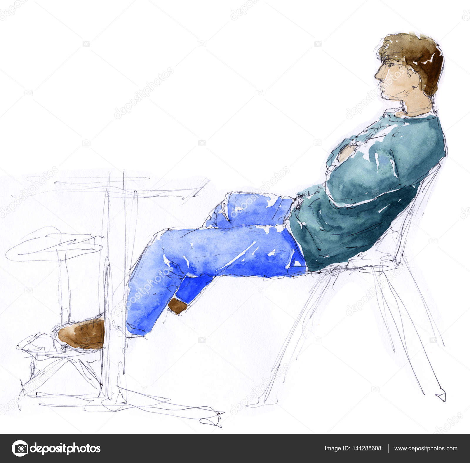 рисунок человека сидящего на стуле прямо