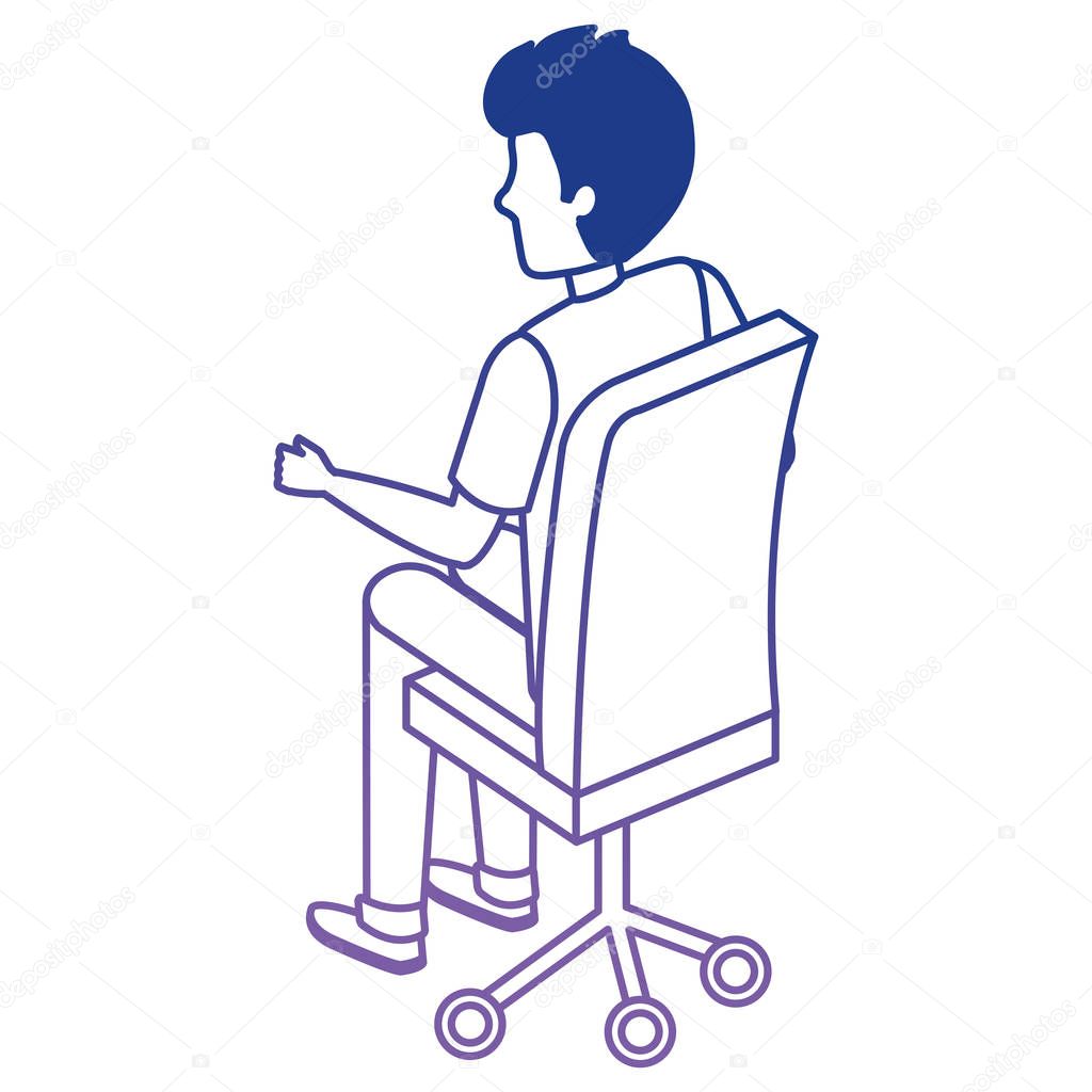 Человек сидящий на компьютерном стуле рисунок