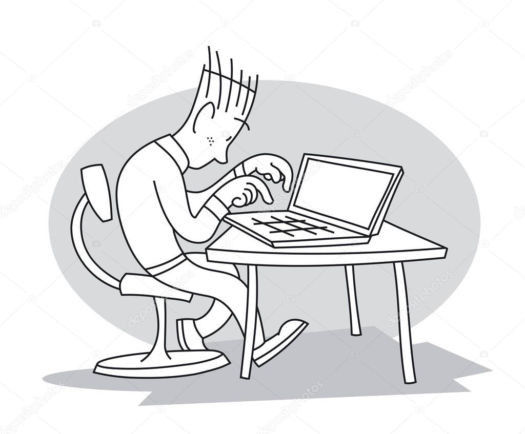 Человек с компьютером рисунок
