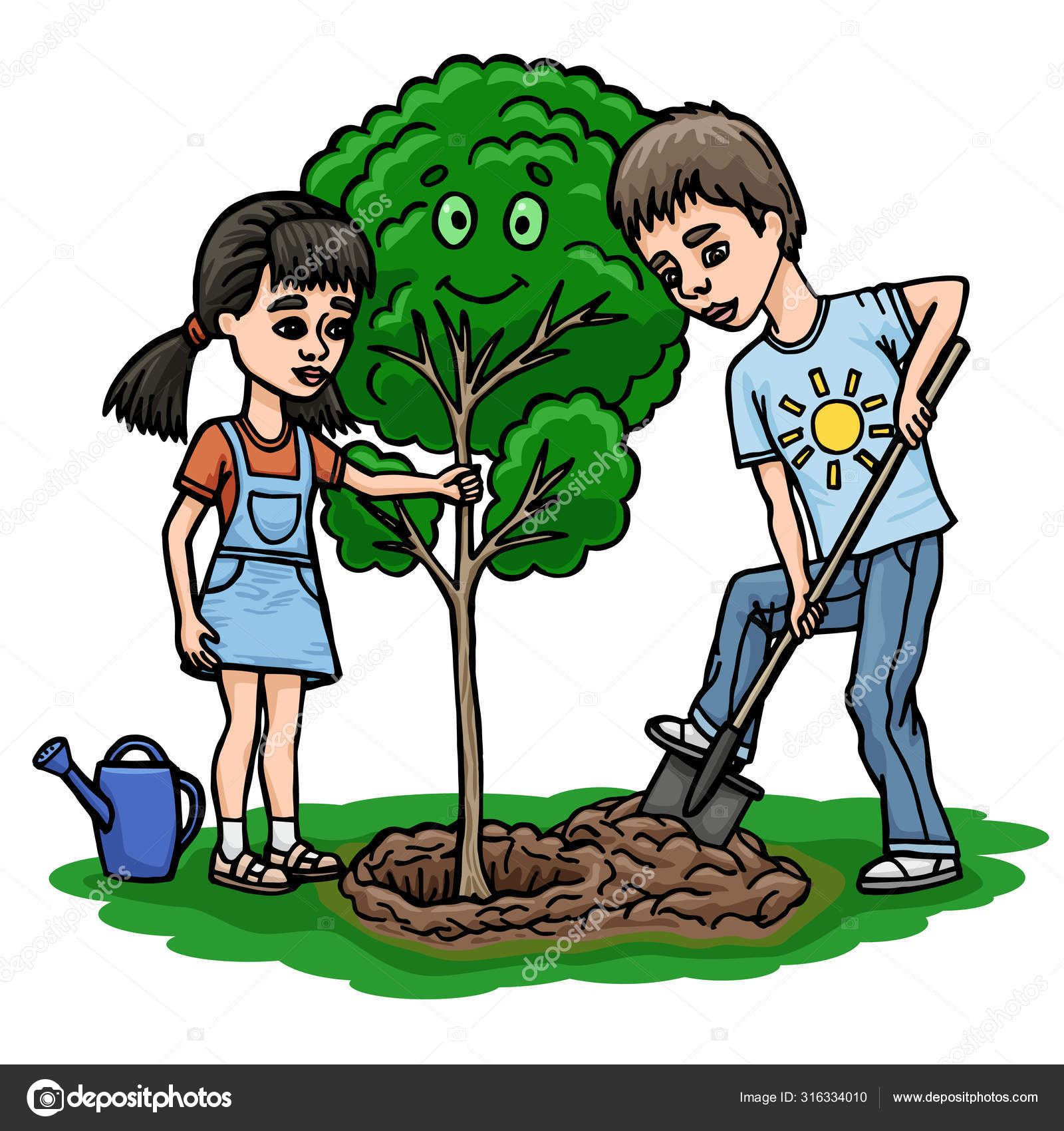 Посадка деревьевля детей