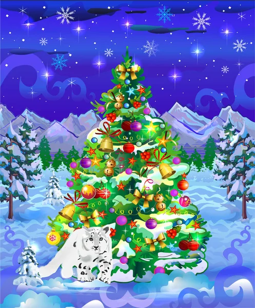Новый Год Новогодние Приключения Санта Клаус Елка Ель Снежные Заносы Лицензионные Стоковые Иллюстрации