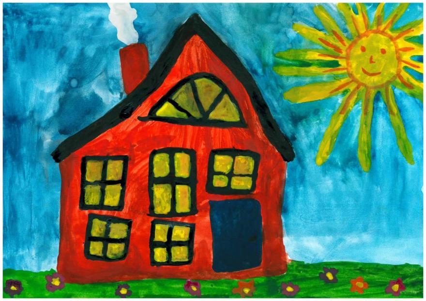 Детские рисунки на тему один дома