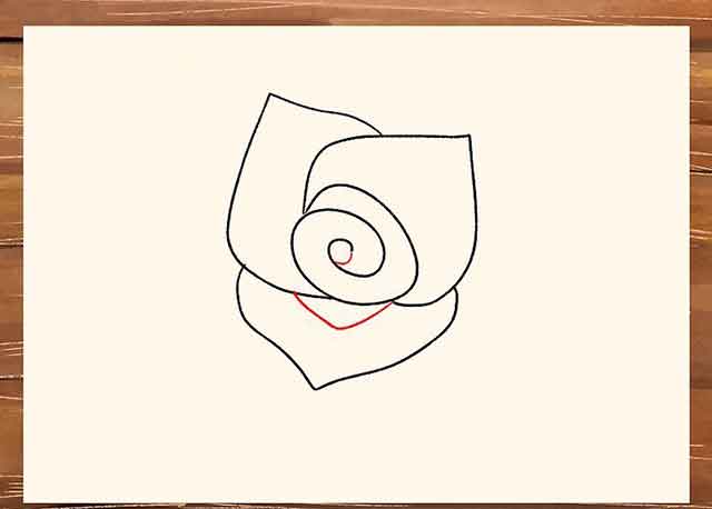 Как легко нарисовать розу - Добавьте небольшую деталь в центр спирали розы.