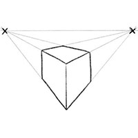 Как нарисовать объемный квадрат с двумя точками перспективы