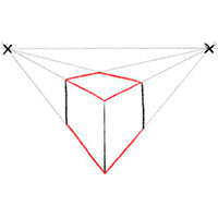 Рисуем объемный квадрат с двумя точками перспективы - Шаг 6: Прорисовываем грани