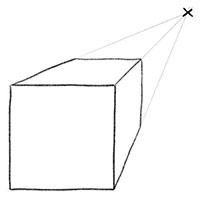 Как нарисовать куб с одной точкой перспективы