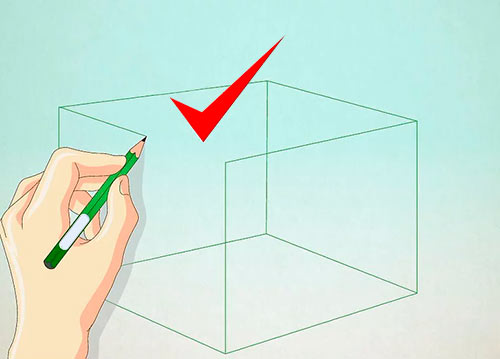 Объемный дом из куба - Шаг 1 - Нарисуйте куб