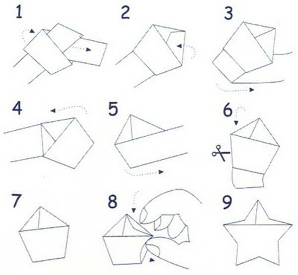Звезда из бумаги оригами схема