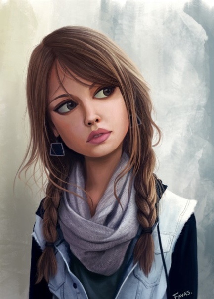 Картинка нарисованной девочки с большими глазами