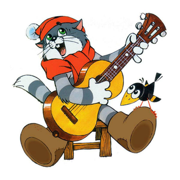 Кот с гитарой рисунок