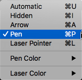 Choose a pen pointer from the pop-up menu.