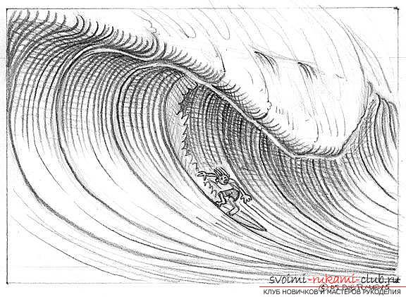 Урок рисования морской волны. Фото №23