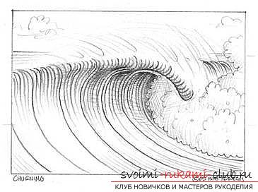 Урок рисования морской волны. Фото №20