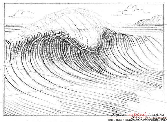 Урок рисования морской волны. Фото №18