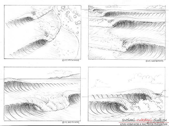 Урок рисования морской волны. Фото №17