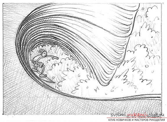 Урок рисования морской волны. Фото №24