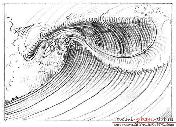 Урок рисования морской волны. Фото №22