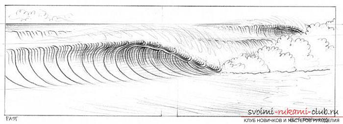 Урок рисования морской волны. Фото №21