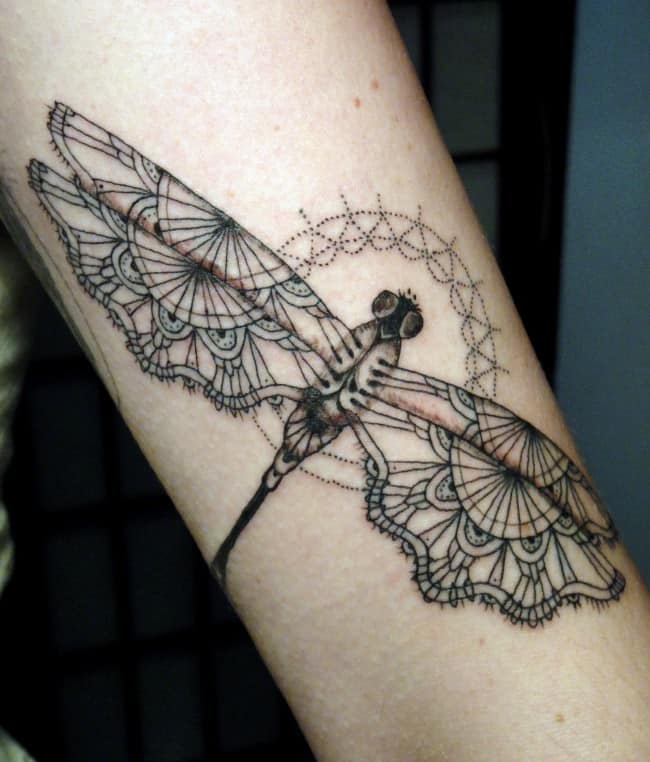 geometric dragonfly tattoo