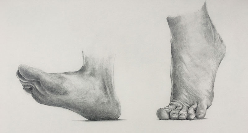 Drawing of feet walking