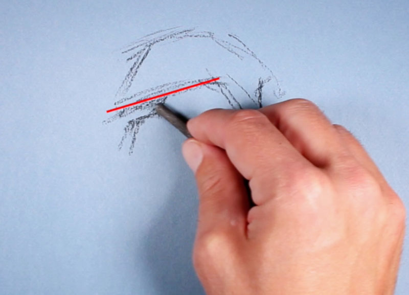Drawing the brow line in a portrait