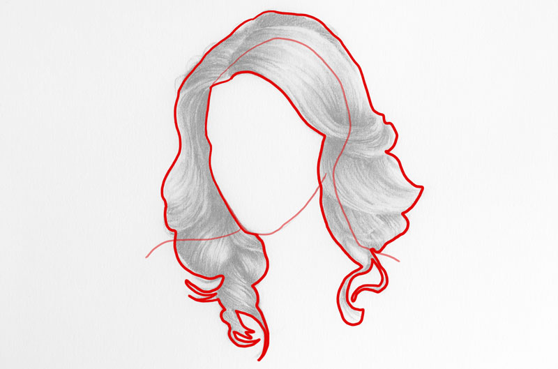 Draw the outline of the hair